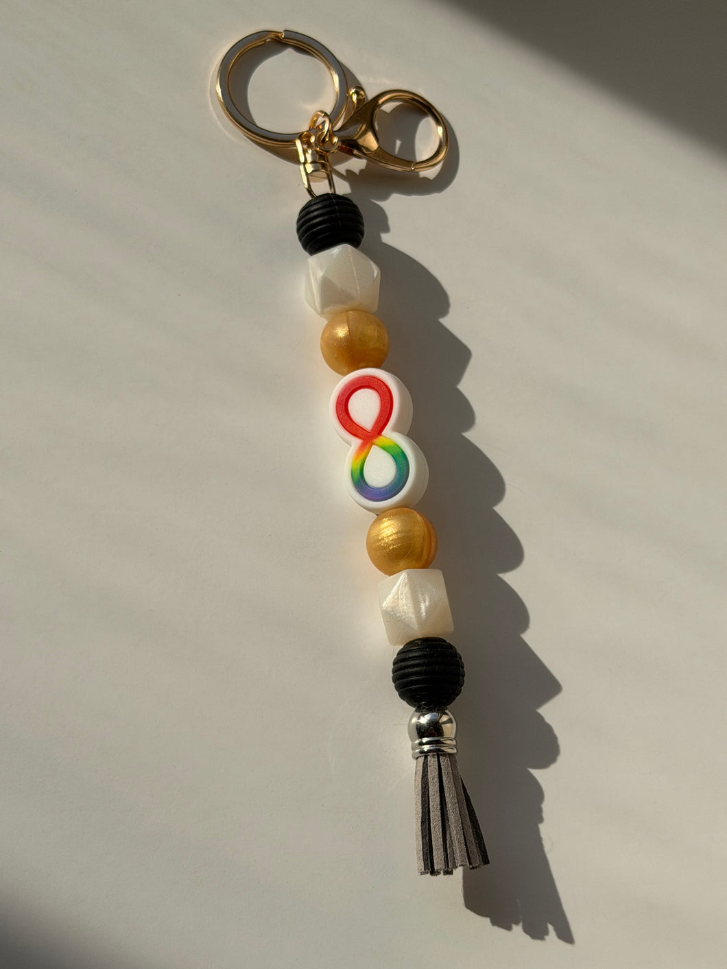 Gradient Spectrum Infinity Tassel Fidget Keychain