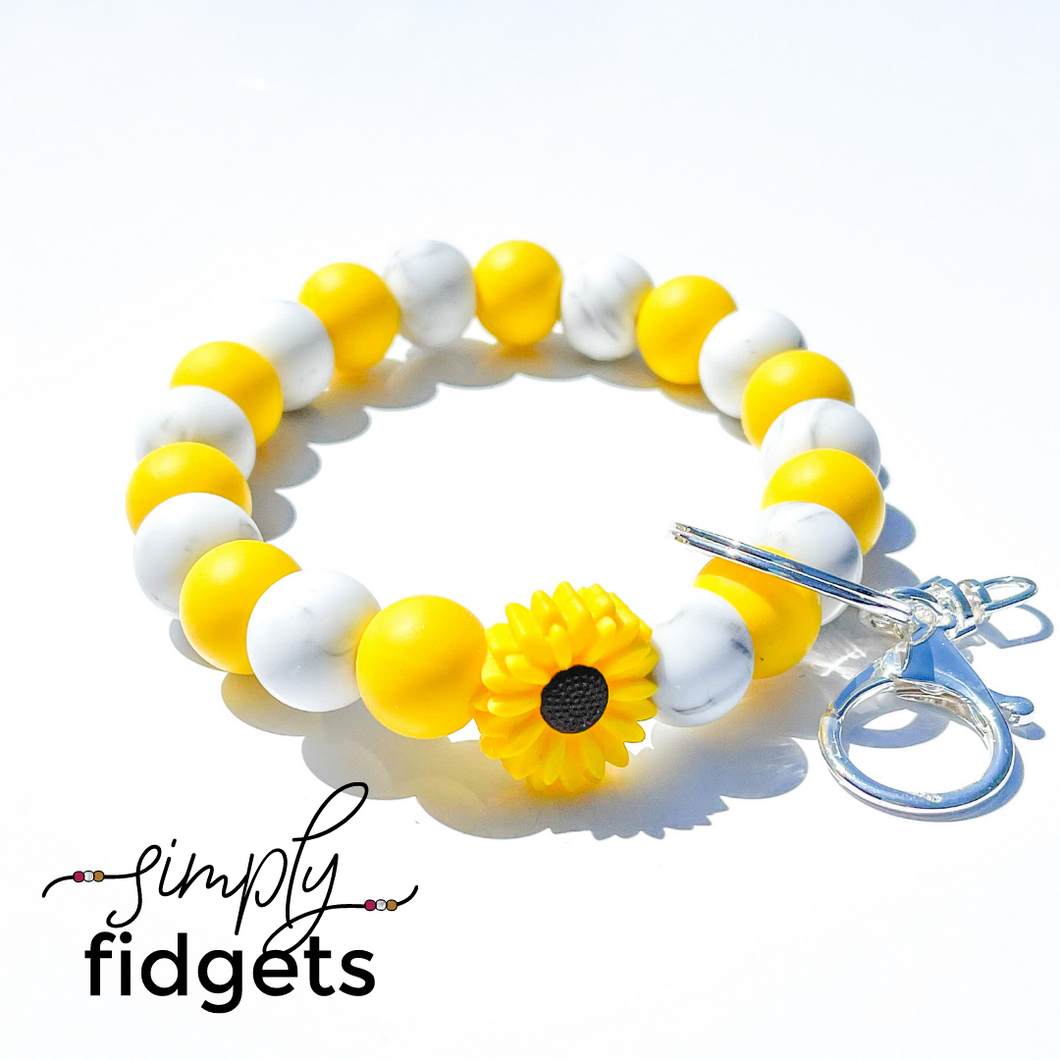 Yellow For Endo Round Beaded Keychain Wristlet